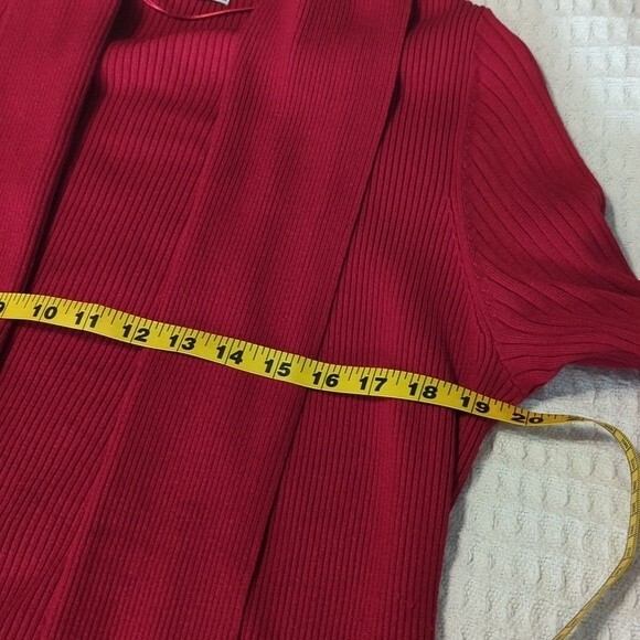 JM Collection Vibrant Red Open Cardigan - Picture 3 of 7